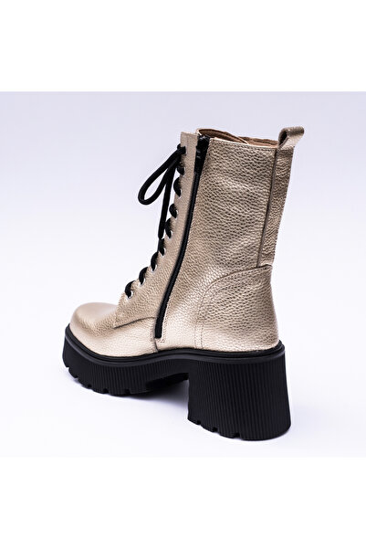 VAGAM Golden Boots Made of Genuine Leather with High Soles