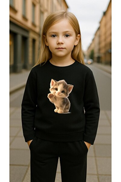 playwear Παιδικό Φούτερ Σετ Ρούχων MINIK CAT με στάμπα για κορίτσια και αγόρι...