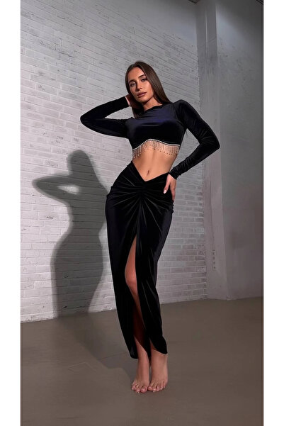 Buklemoda Εισαγόμενο Σετ Φούστας Full L ελαστικό ύφασμα Velvet Stone Bustier