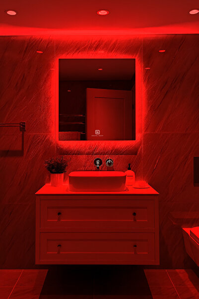 Digital Dokunmatik & Dimli Butonlu Kare Işıklı Ayna (60-80cm)