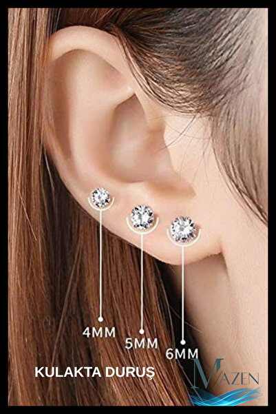 MAZEN Surgical Steel Single Stone Women Men Earrings |   Flat Model |   4 mm Stone |   Non-Tarnishing Steel Antiallergic
