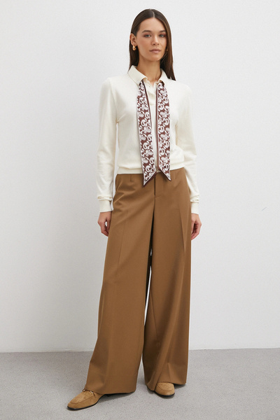 Never more Scarf Polo Neck Sweater Ecru