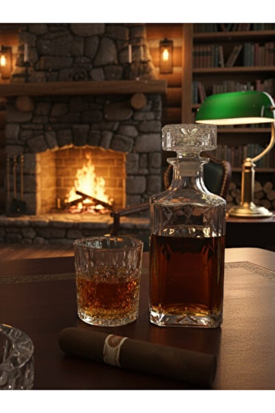 MADAME LUDA 7 Piece Whiskey Glass Set. (6 Whisky Glasses + 1 Whisky-Vodka-Conyac-Bottle Decanter)