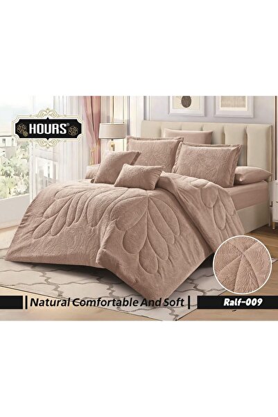 HOURS Butterfly Winter Double Bedspread Set, 8 Pieces, Velvet on Royal Fur