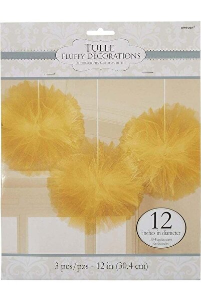 Generic Gold Fluffy Tulle Decoration 3pcs