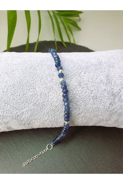 Abundo Bratara din jad safir si argint 925, 17 cm