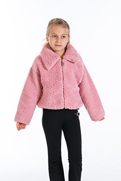 Classio Kids Mother Daughter Matching Plush Zippered Lined Crop Coat