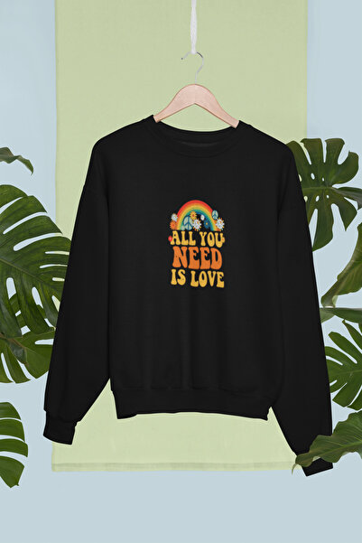MG All You Need Is Love Printed Cotton Long Sleeve 3 Thread Sha Fleece-Lined ...