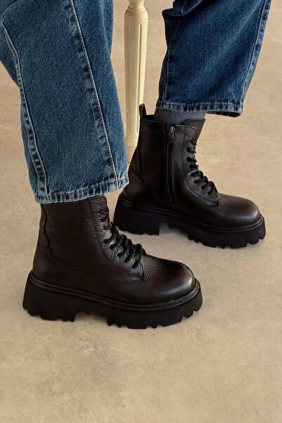 nope21shoess Oslo Black Genuine Leather Boots