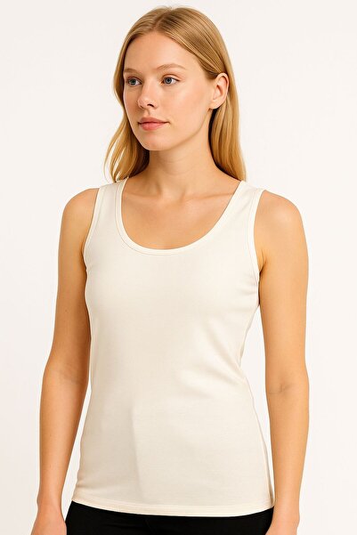 Jewia 432 Cream Color Round Neck Lycra Cotton T-Shirt