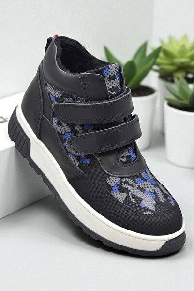 ISPARTALILAR 114A Orthopedic Sole Leather Velcro Girls' Boots Velcro Boys' Leather Boots Unisex Boots