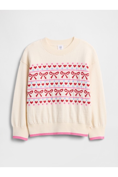 GAP Kız Bebek Açık Pembe Intarsia Kazak