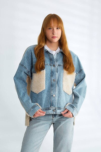 cemo Knitwear Panel Detailed Oversized Denim Jacket