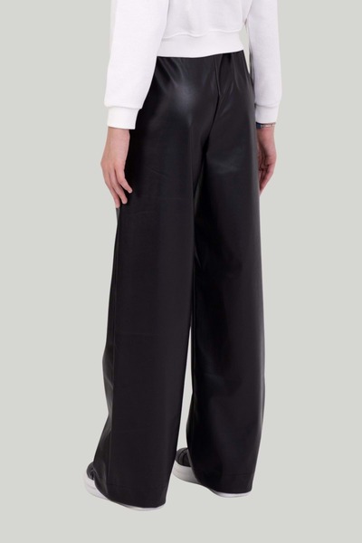 ww waka waka kids store Children's Black Leather-Look Wide Leg Trousers
