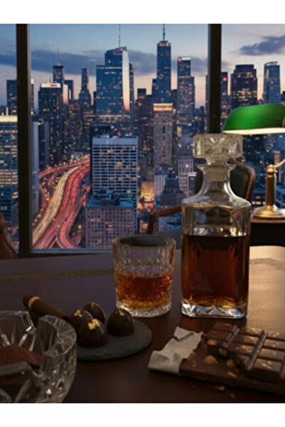 MADAME LUDA 7 Piece Whiskey Glass Set. (6 Whisky Glasses + 1 Whisky-Vodka-Conyac-Bottle Decanter)