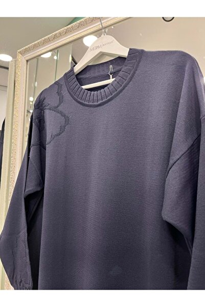 MRM MERAM BUTİK Dna Mercerized Floral Tunic - Navy Blue - 2