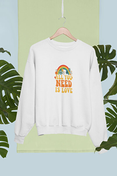 MG All You Need Is Love Printed Cotton Long Sleeve 3 Thread Sha Fleece-Lined ...