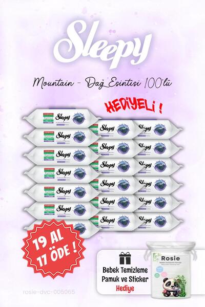 Sleepy 100'lü Mountain 19 AL 17 ÖDE Dağ Esintisi Islak Havlusu ve ROSIE