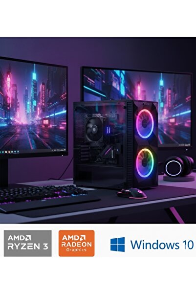 arestech Ryzen3 2200G 16GB 256GB SSD WİNDOWS 10 Wifi +Klavye Mouse + Kulaklık Apu Oyuncu Bilgisayarı