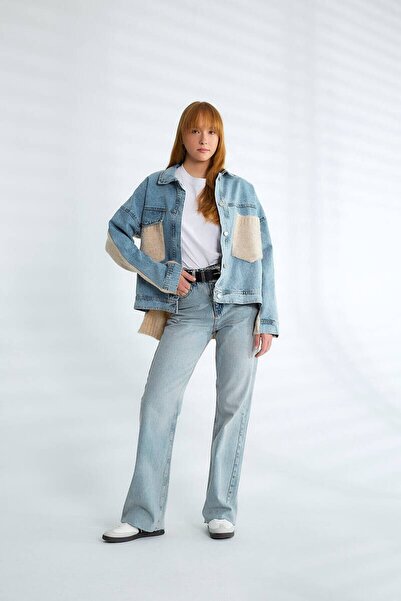 cemo Knitwear Panel Detailed Oversized Denim Jacket