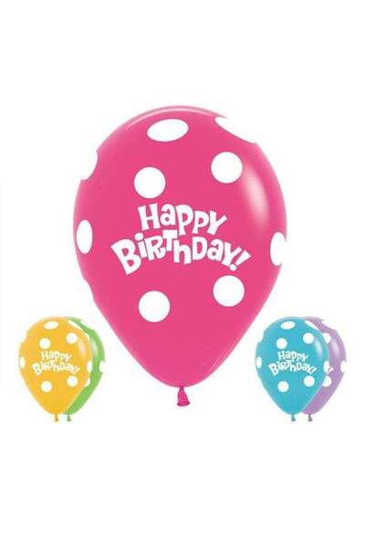 Generic 12-Piece All Over Polka Dots Round Latex Balloon 12inch