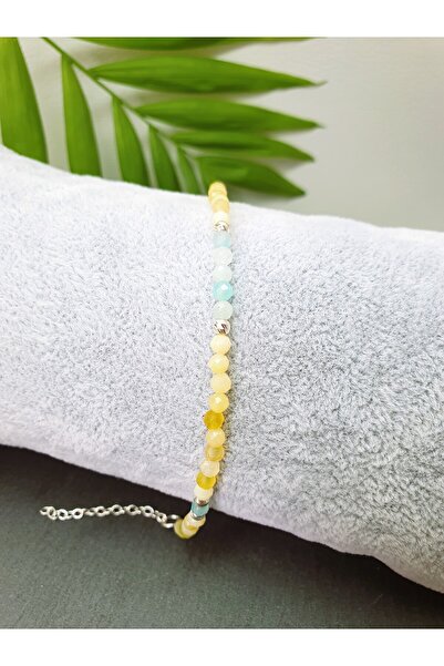 Abundo Bratara din opal galben si amazonit cu argint 925, 17 cm