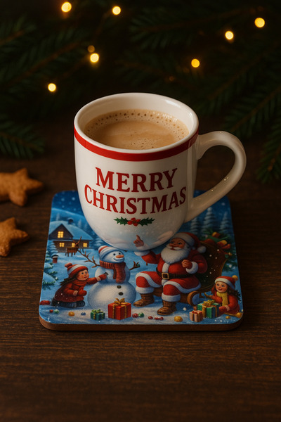 ATAGİFT HEDİYELİK مجموعة من مطبوع قطع من حاملات الشاي الخشبية ذات طابع السنة ...