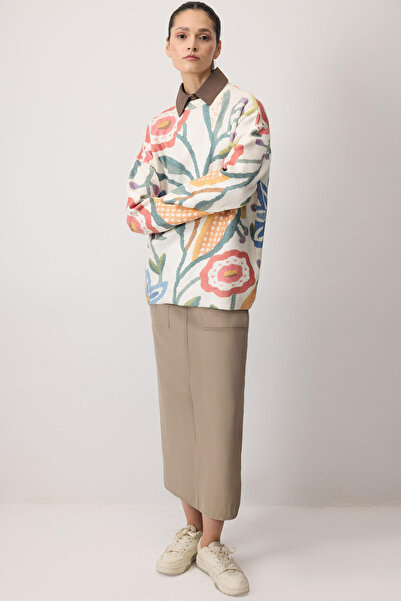 Touché Privé Flower Patterned Knit Sweater