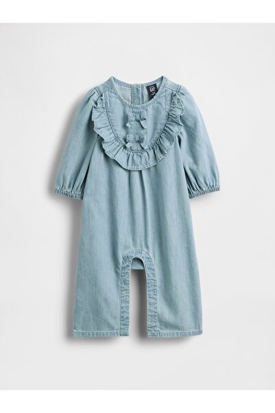 GAP Bebek Mavi Denim Volanlı Tek Parça