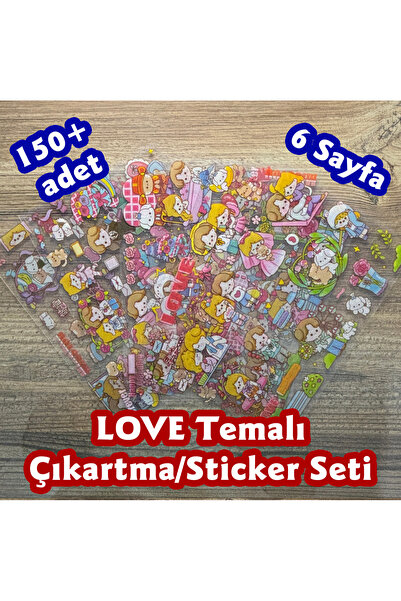 Plankton Tasarım Sticker/Çıkartma Seti, Love Temalı, 150+ Adet, 6 Sayfa