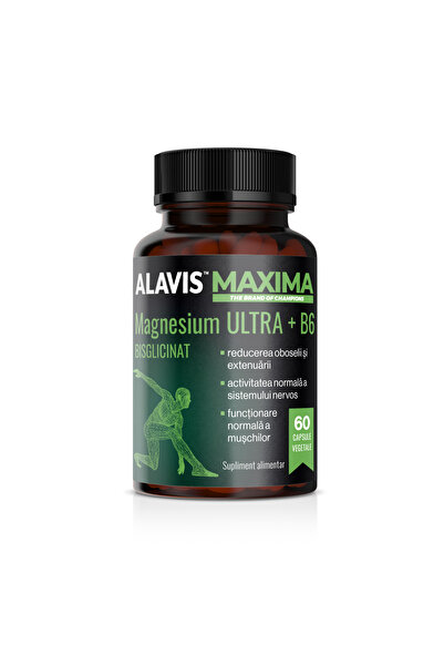 Alavis Maxima Magnesium Bisglycinate, Magnesium Bisglycinate Ultra+B6, Alavis Maxima, 60 vegetable capsules