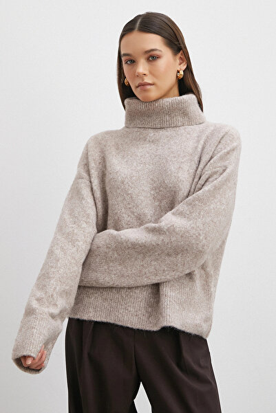 Never more Turtleneck Long Sleeve Sweater Gray