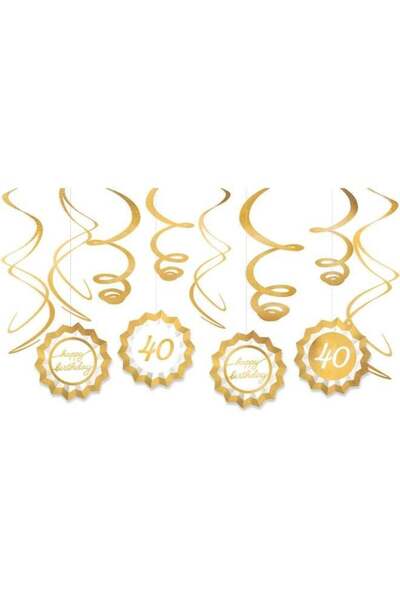 Generic 40th Golden Age Birthday Fan & Swirl Decorating Kit