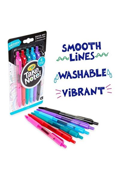 Generic 6 Count Take Note! Washable Gel Pens