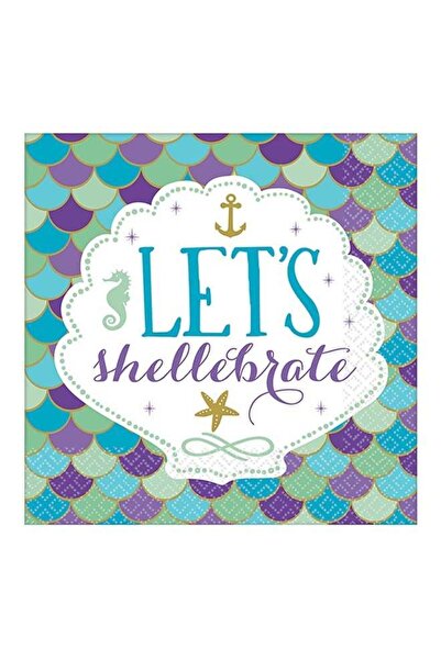 Generic Set Of 16 Mermaid Wishes Lunch Tissue 33centimeter Tableware Party Su...