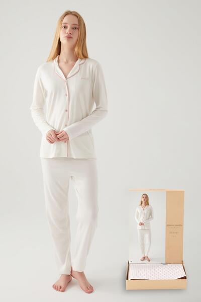 Pierre Cardin Boxed Women's Pajama Set Suitable for Dowry, 50% Modal 50% Cotton, Uzunkol Transitional Women P