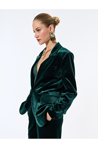 Koton Βελούδινο μπλέιζερ με μακριά μανίκια και τσέπες με κουμπιά