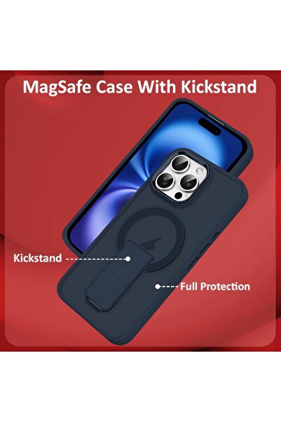 Margoun iPhone 16 Pro Case-Foldable Kickstand,Magnetic Magsafe,TPU+PC (Blue)