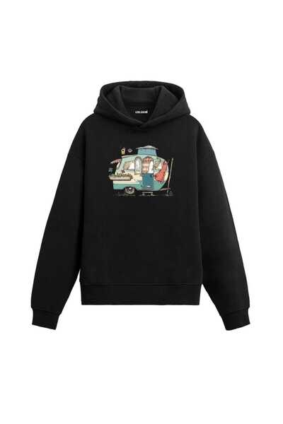 Hunors Sportswear & Company كارافان مطبوع سويت شيرت قطن بغطاء رأس موديل للجنسين