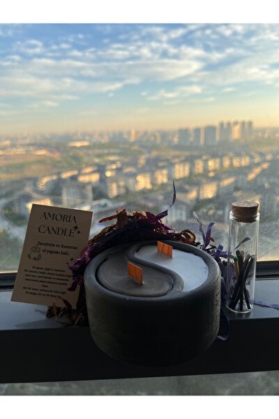 Amoria Handmade Candels Amoria Candle Yin–Yang Beton Mum | 2’li Ahşap Fitil |...