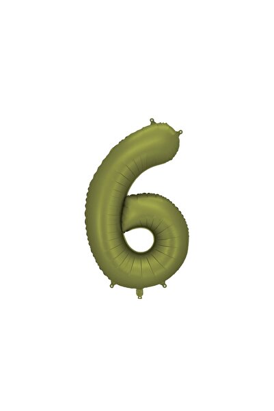 PARTY DECO SP. ZO.O.SP.K. Balon folie satin cifra 6 olive 86 cm