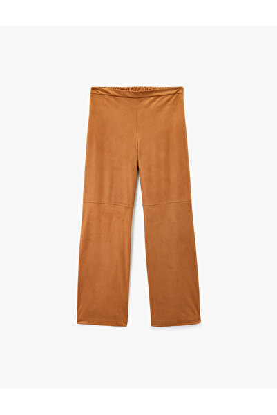 Koton Pantaloni lungi, drepti, cu aspect de piele intoarsa