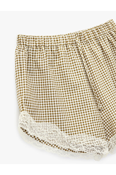 Koton Lace Detailed Checkered Shorts Pajama Bottoms