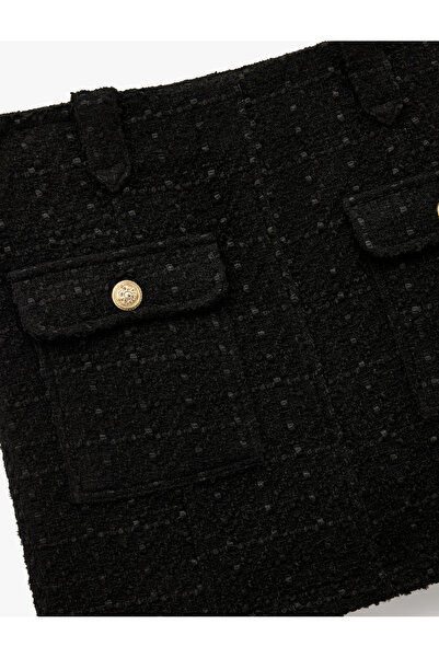 Koton Fusta Mini A croială din tweed cu detaliu de buzunar și accesorii metalice