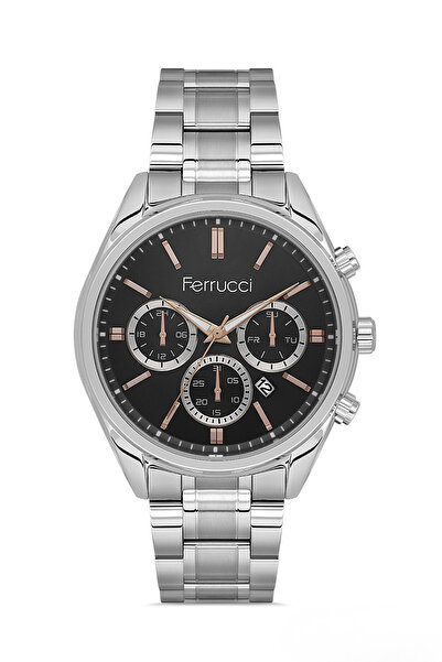 Ferrucci ساعة يد رجالية بسوار فضي من الفولاذ L03634M.02