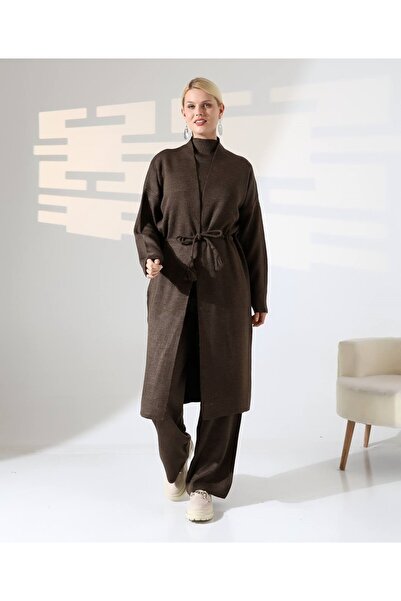 GİYSİ DÜNYASI 57 Knit Fabric Standard Size Cardigan Blouse Trousers 3-Piece Set