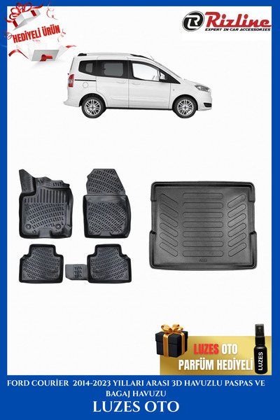 Rizline Ford Courier 3D Havuzlu Paspas ve Bagaj Havuzu 2021 Model Uyumlu