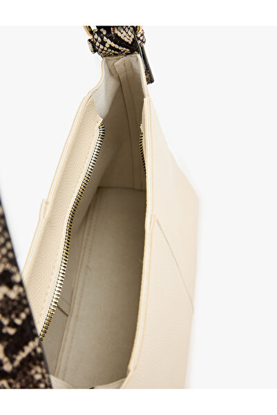 Koton Faux Snakeskin Detailed Zippered Tote Bag