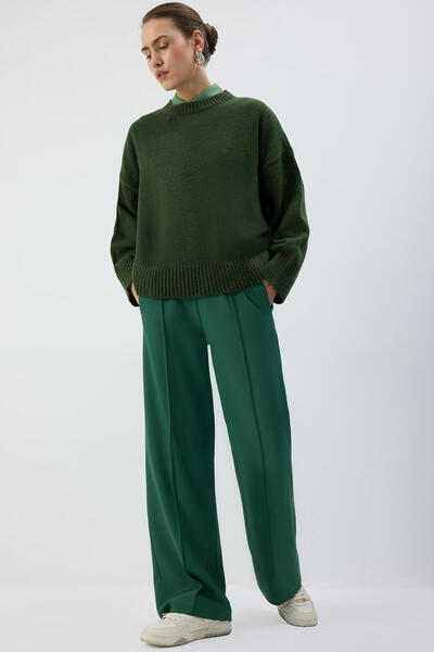 Touché Privé Ribbed Pants with Elastic Waist