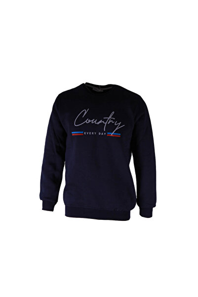 trender Ανδρικό φούτερ με 0 λαιμόκοψη και 3 κορδόνια σε χρώμα indigo με στάμπα Country